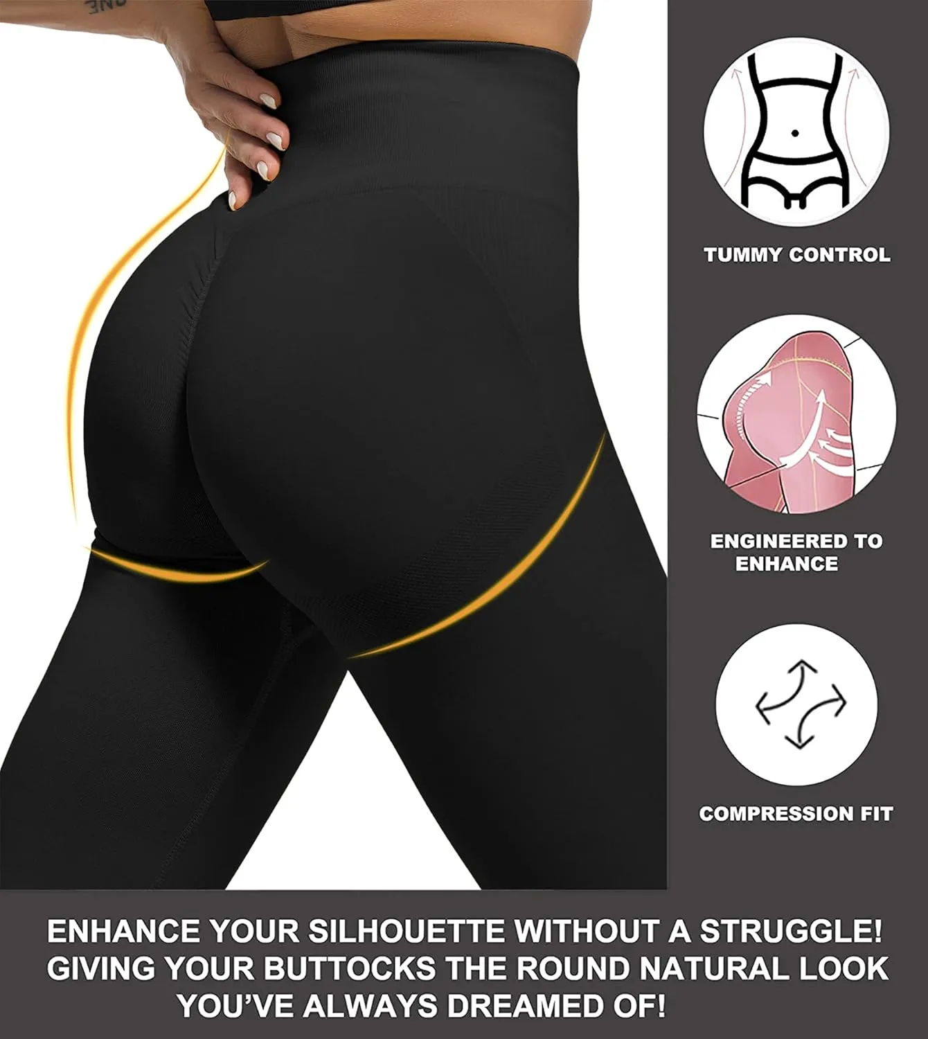 CHRLEISURE 3 Piece Workout Leggings Sets for Women, Gym Scrunch Butt Butt Lifting Seamless Leggings