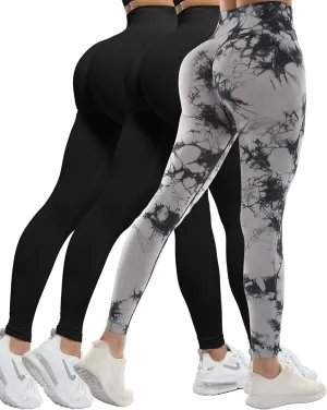 CHRLEISURE 3 Piece Workout Leggings Sets for Women, Gym Scrunch Butt Butt Lifting Seamless Leggings