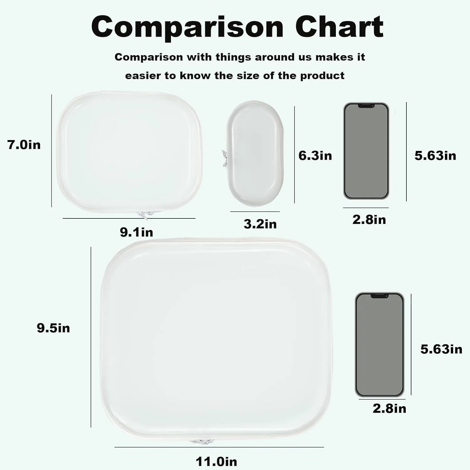 Clear Hard Shell Zipper Case,3PCS Transparent Clear Zipper Pouches,Hard Side Plastic Case Set,Portable Travel Storage Organizer Bins
