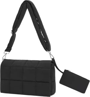 CLUCI Puffer Shoulder Bag Puffy Crossbody Purse for Women Middle Tote Bag Lightweight Cotton Padded Hobo Handbag