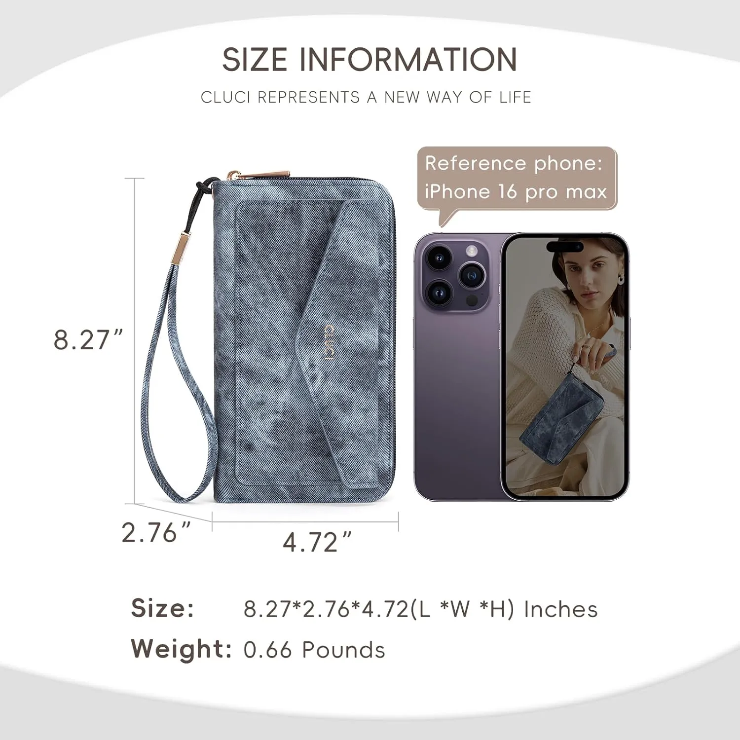 CLUCI Wallet Women Large Capacity Wristlet Purse for Women Long Ladies Wallet RFID Blocking Multi Credit Card Holder
