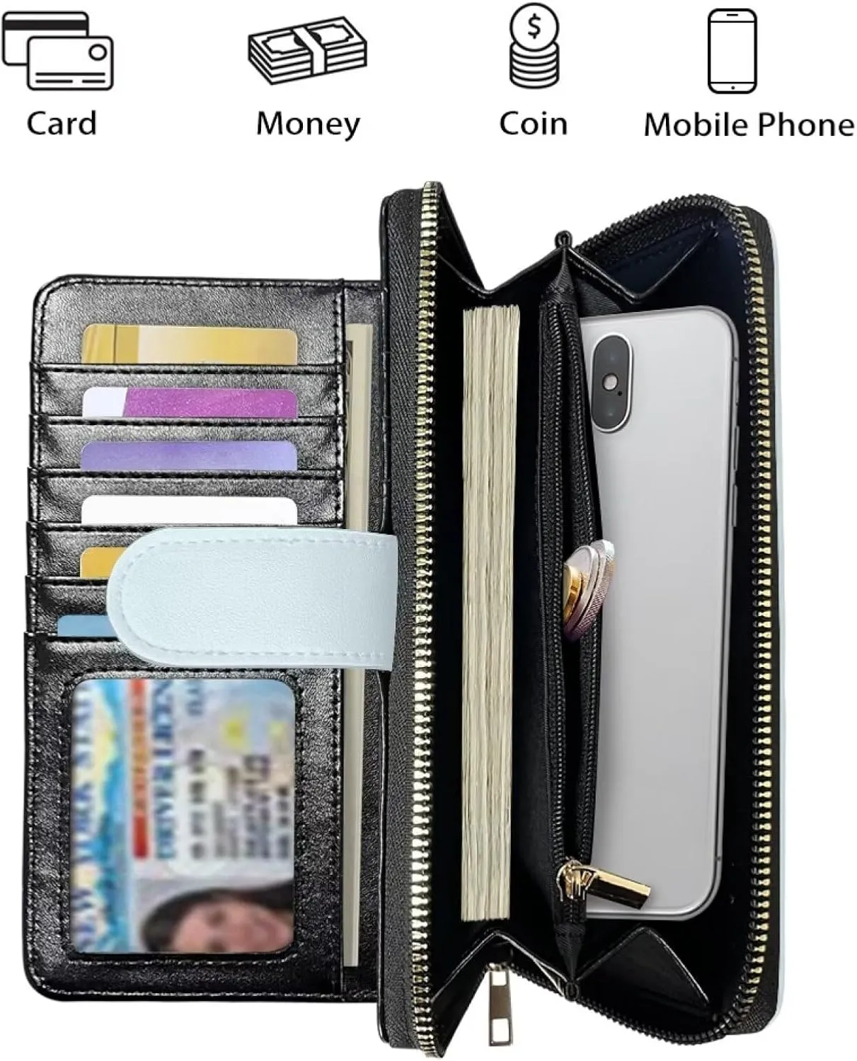 COEQINE Animal Wallet, Cute Chicken Long Leather Money Bag, Handbag With Zipper for Coin Phone, Travel Handbag for Party