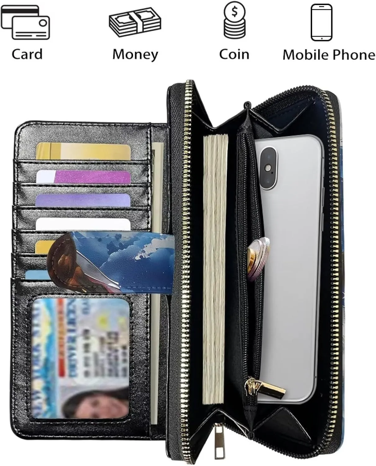 COEQINE Animal Wallet, Cute Chicken Long Leather Money Bag, Handbag With Zipper for Coin Phone, Travel Handbag for Party