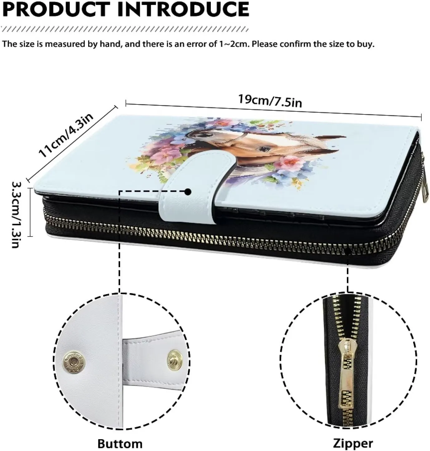 COEQINE Animal Wallet, Cute Chicken Long Leather Money Bag, Handbag With Zipper for Coin Phone, Travel Handbag for Party