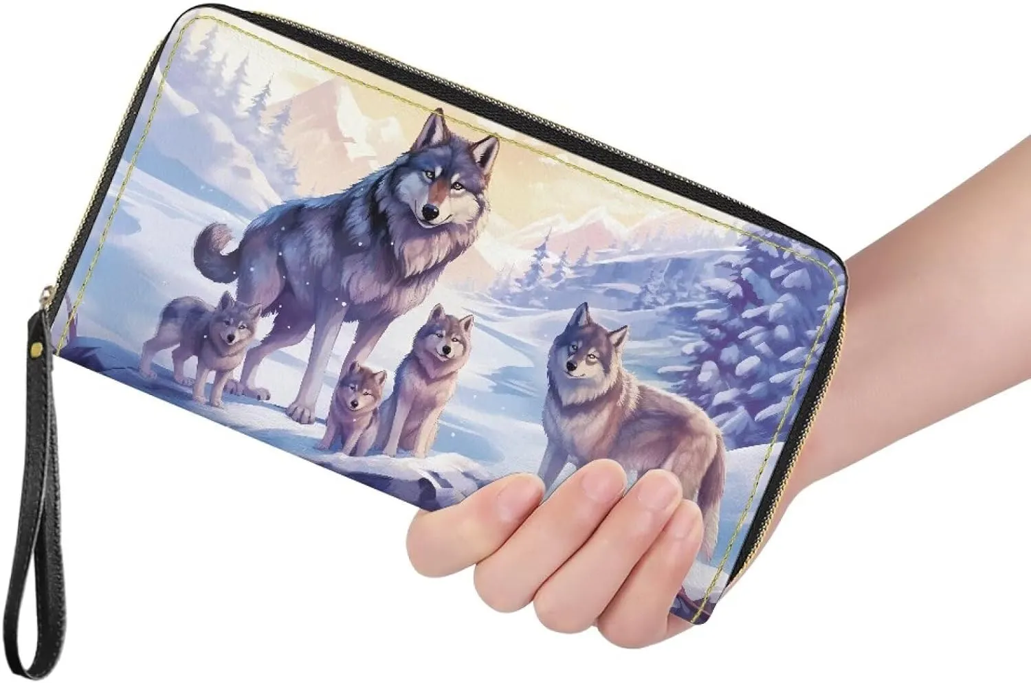 COEQINE Highland Cow Wallet For Men Leather Slim Cellphone Zipper Pouch with Coin Pocket Wallets Travel Causal Money Clips Handbag Birthday Holiday Gift for Him