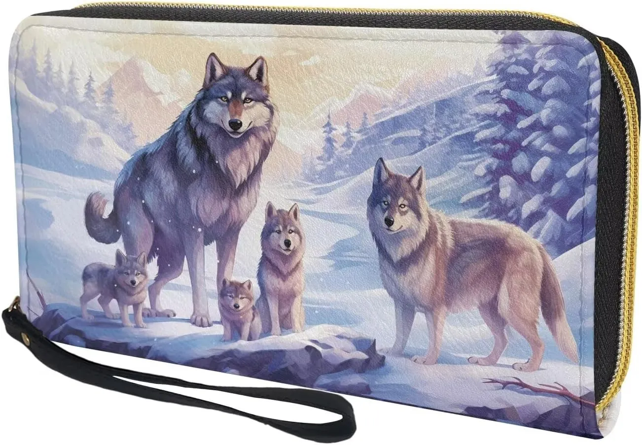 COEQINE Highland Cow Wallet For Men Leather Slim Cellphone Zipper Pouch with Coin Pocket Wallets Travel Causal Money Clips Handbag Birthday Holiday Gift for Him