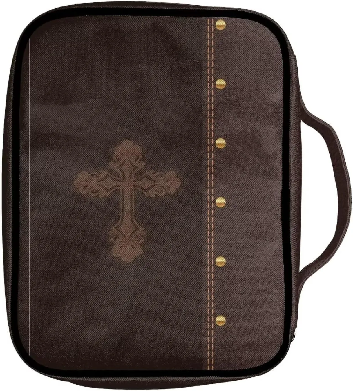 COEQINE Mens Bible Cover Brown Bible Carrying Case for Men Boys, Cool Lion And Cross Pattern Bible Holder Case, The Lord Is MY Strength And My Shield