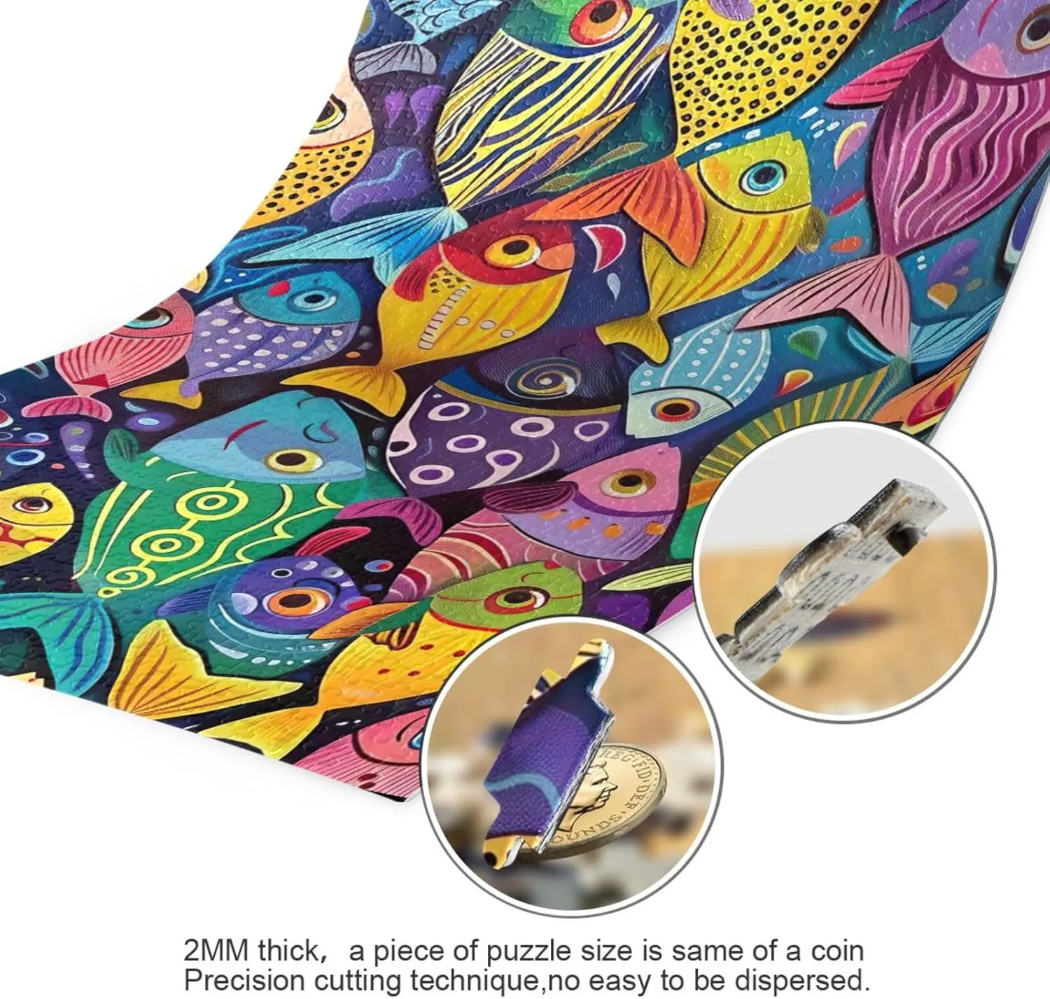 Colorful Fish Puzzles 500 Piece Jigsaw Puzzle Puzzle Game Home Wall Artwork for Adults, Families