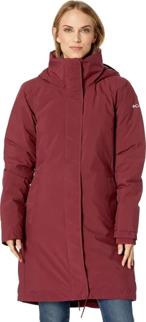 Columbia Women's Hillsdale Reversible Parka, Waterproof and Breathable, X-Small, Rich Wine