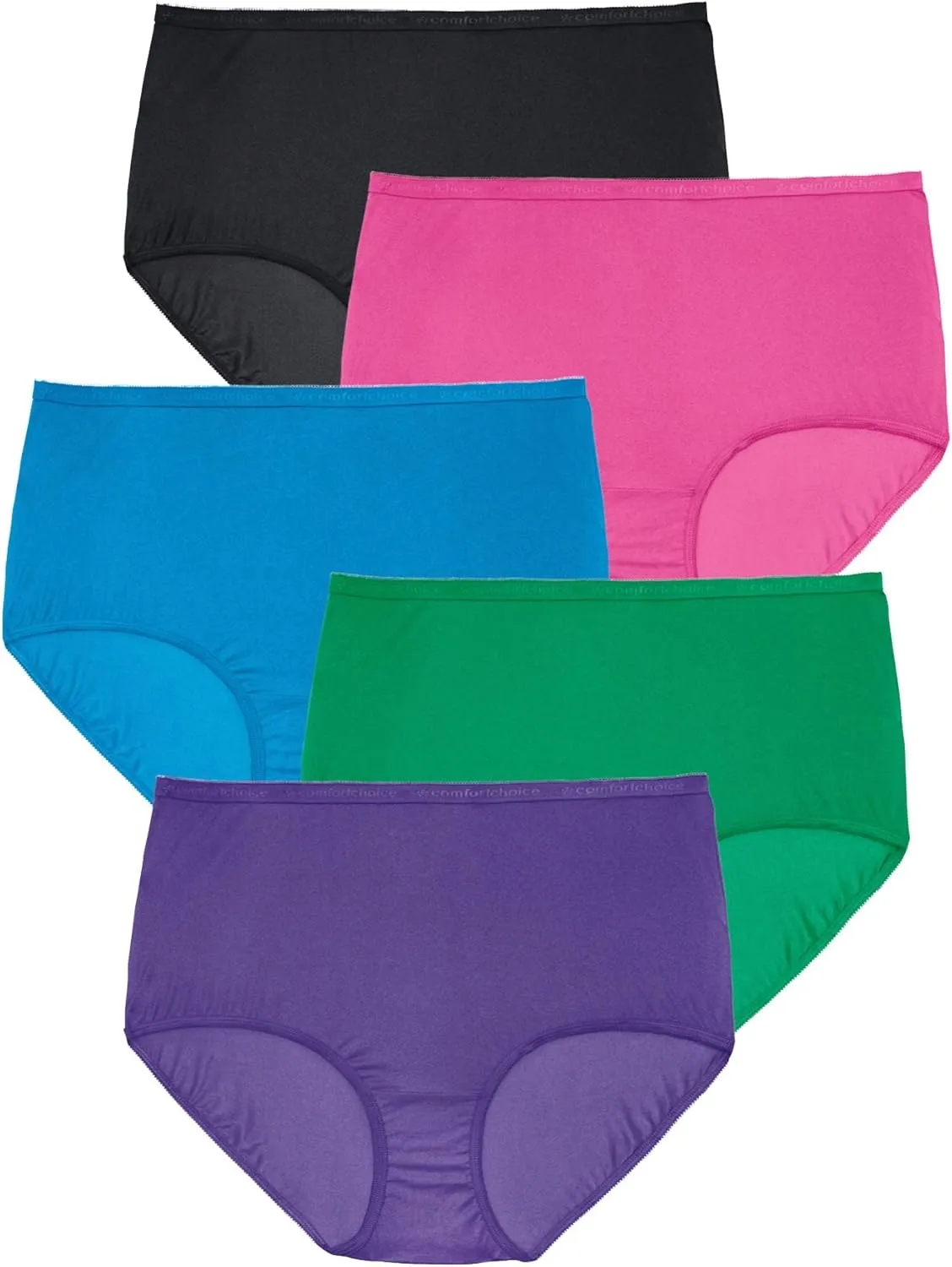 Comfort Choice Plus Size Full Coverage Nylon Brief 5-Pack