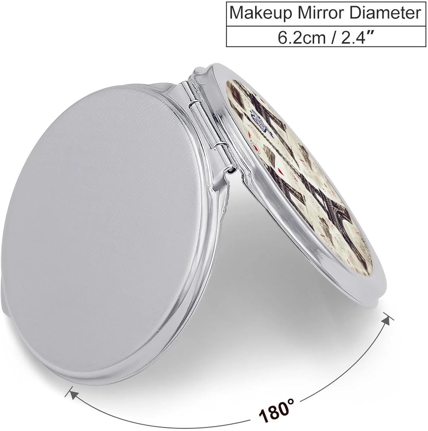 Compact Travel Makeup Mirror Small Handheld French Paris Tour Eiffel Tower Pocket Mirror 1X/2X 2-Sided Magnification Mirror Folding Vanity Mirror for Purse Handbag Gift