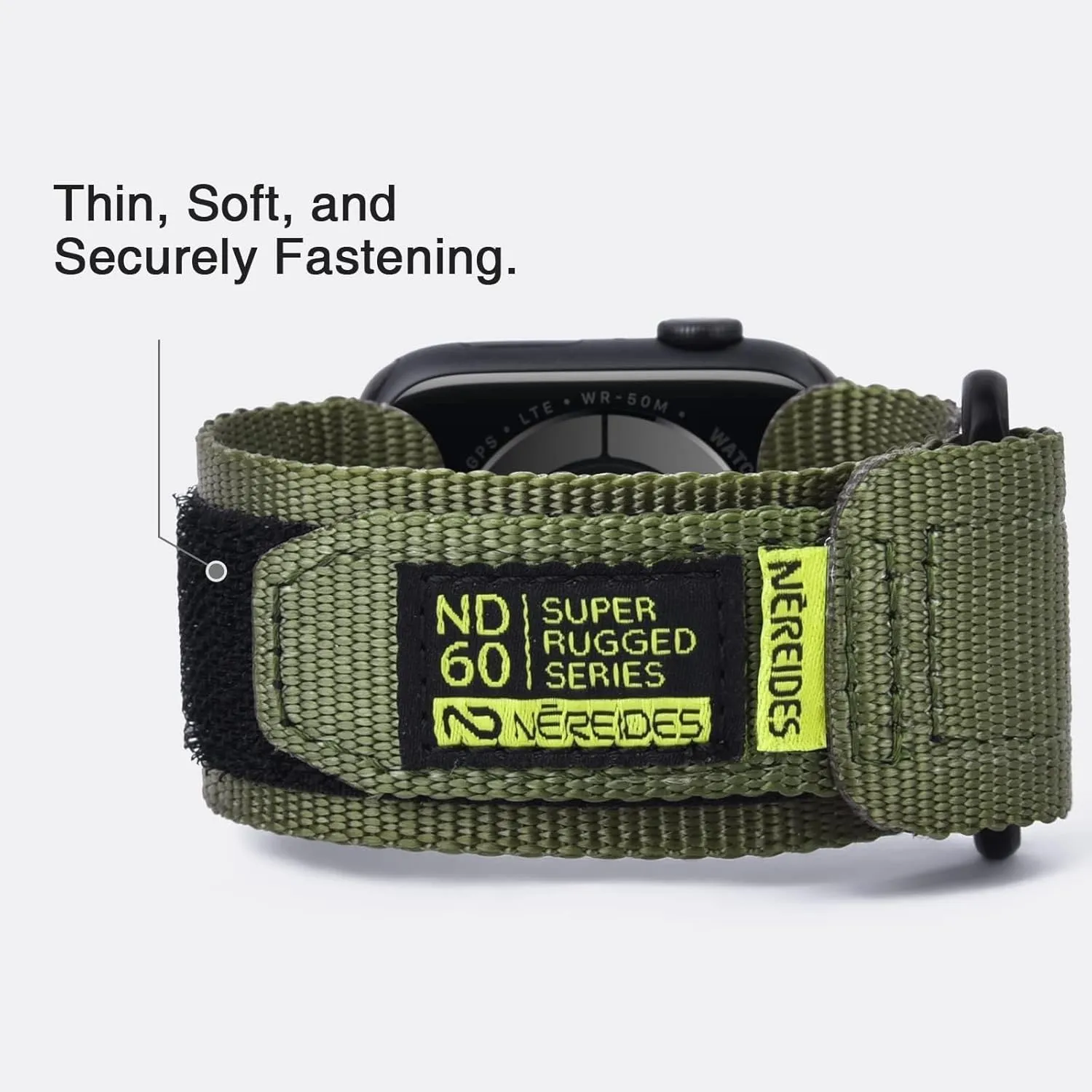 Compatible with Apple Watch Series 10 Band Series 9/8/7/6/5/4/SE/SE2/Ultra 1/2, Nylon Sports Strap with Woven Design for 49mm/46mm/45mm/44mm (L, Army Green)