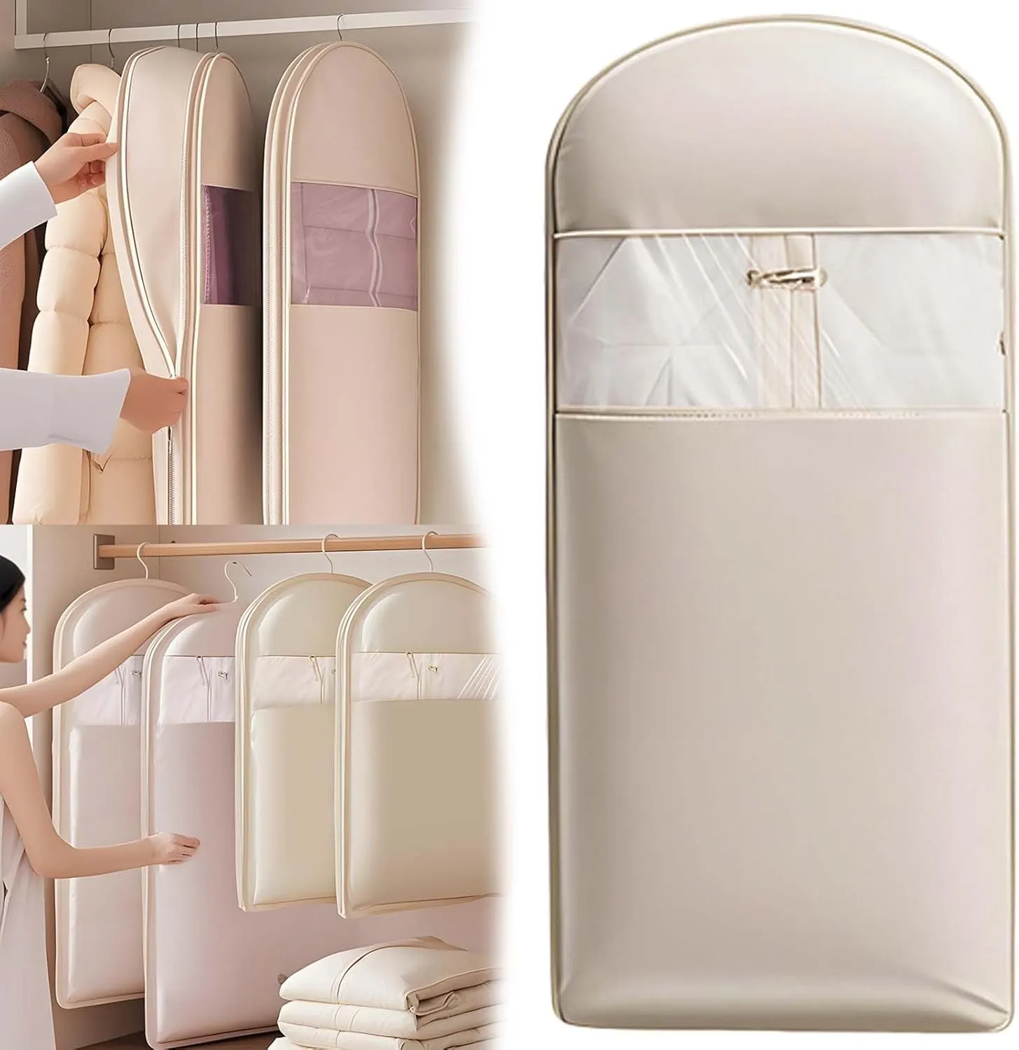 Compression Garment Bag - Heavy-Duty Hanging Closet Organizer With Dust-Proof Cover For Coats, Jackets & Seasonal Storage