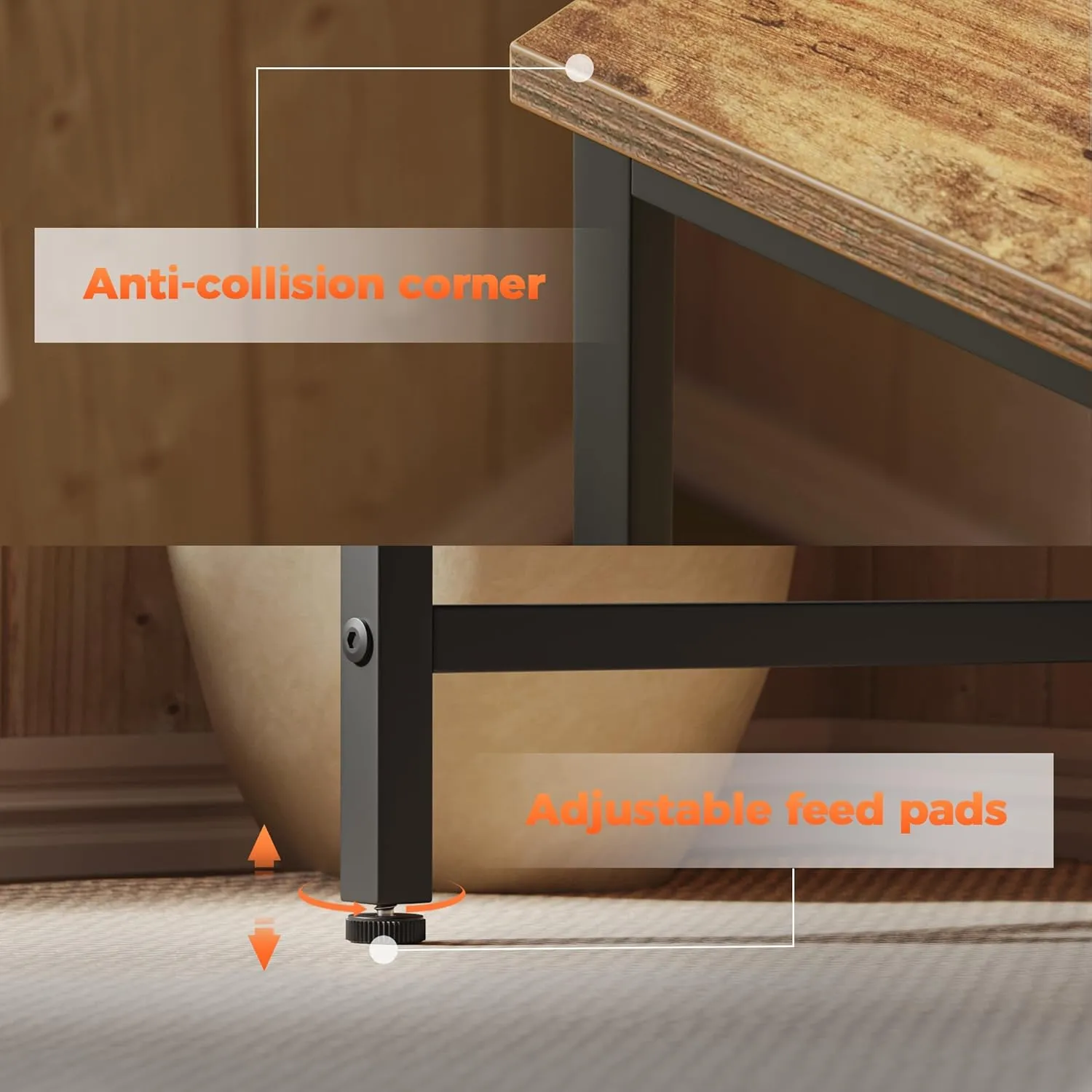 Computer Desk 48inch, Gaming Desk for Small Spaces, Modern Simple Style Table for Home Office, Study Student Writing Table (Rustic Brown, 48 inch)