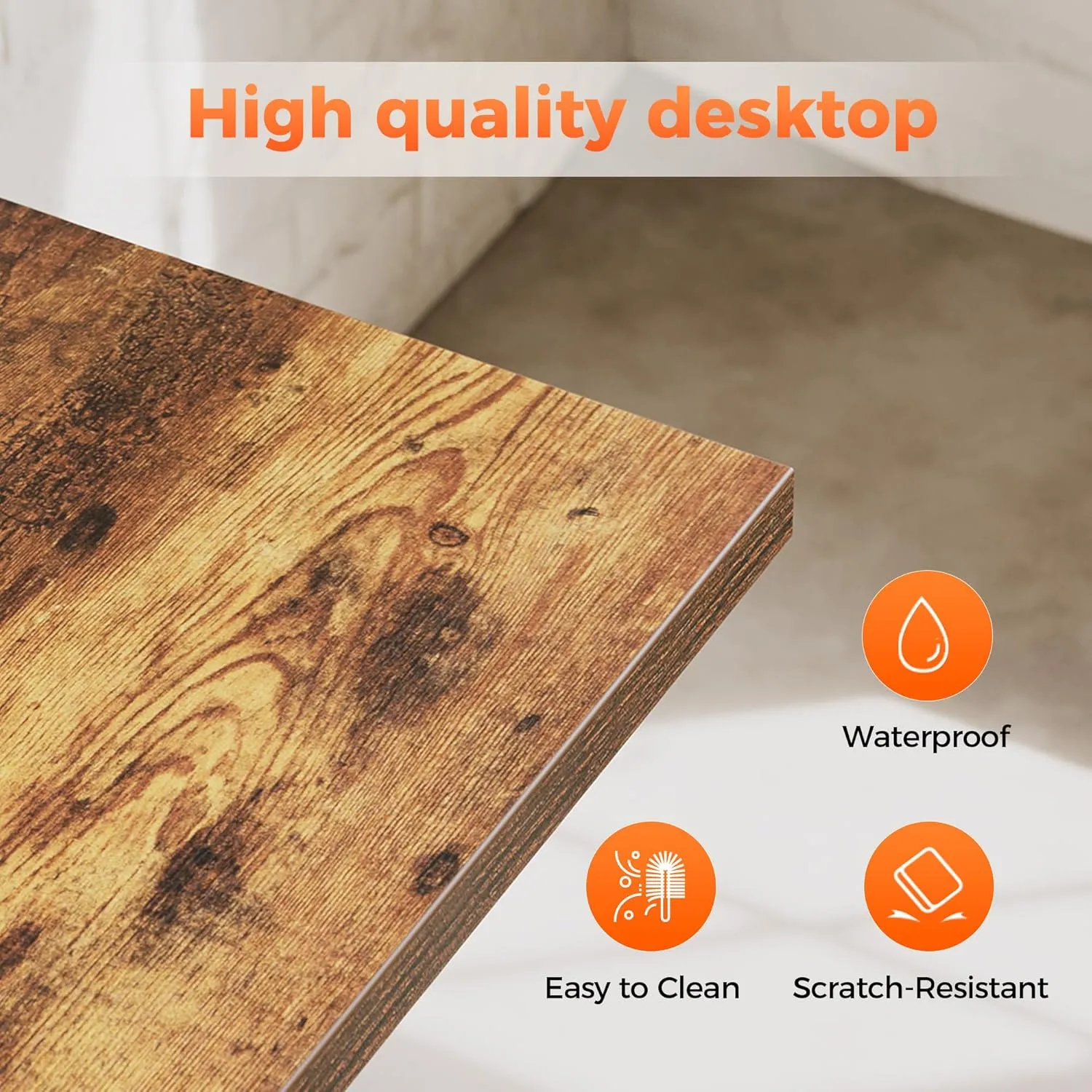 Computer Desk 48inch, Gaming Desk for Small Spaces, Modern Simple Style Table for Home Office, Study Student Writing Table (Rustic Brown, 48 inch)