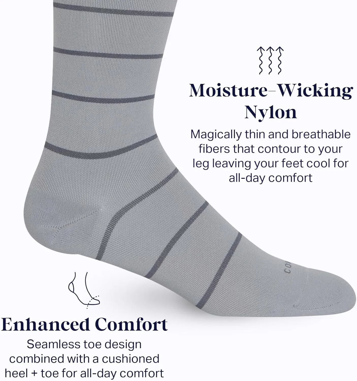 Comrad Nylon Knee High Socks - 15-20mmHg Graduated Compression Socks - Soft & Breathable Support Unisex Socks