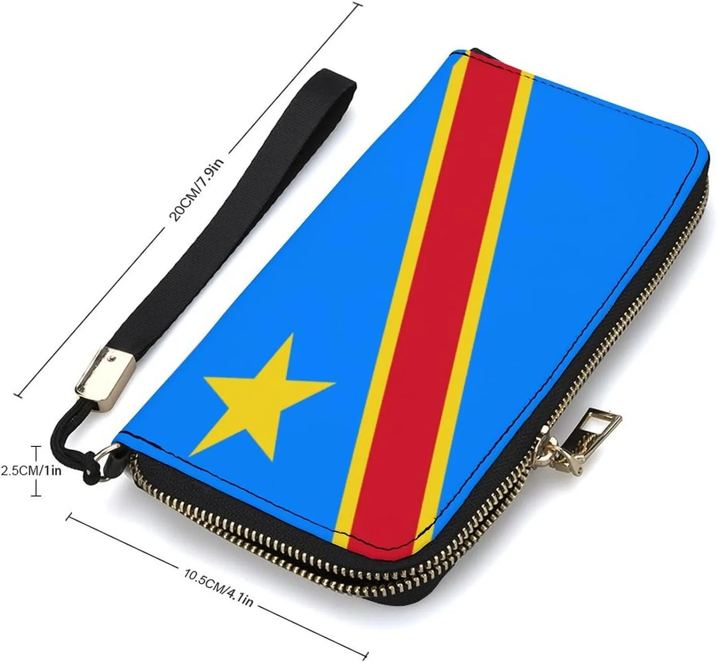 Congo Flag Wallet Long Zipper Purse with Removable Wristlet Women Men Stylish Travel Clutch
