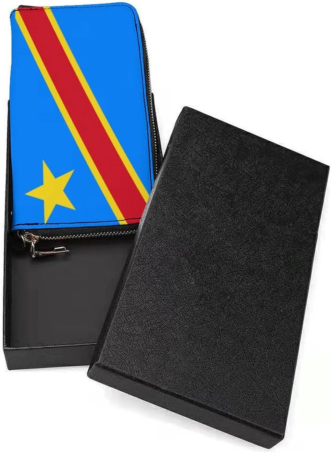 Congo Flag Wallet Long Zipper Purse with Removable Wristlet Women Men Stylish Travel Clutch