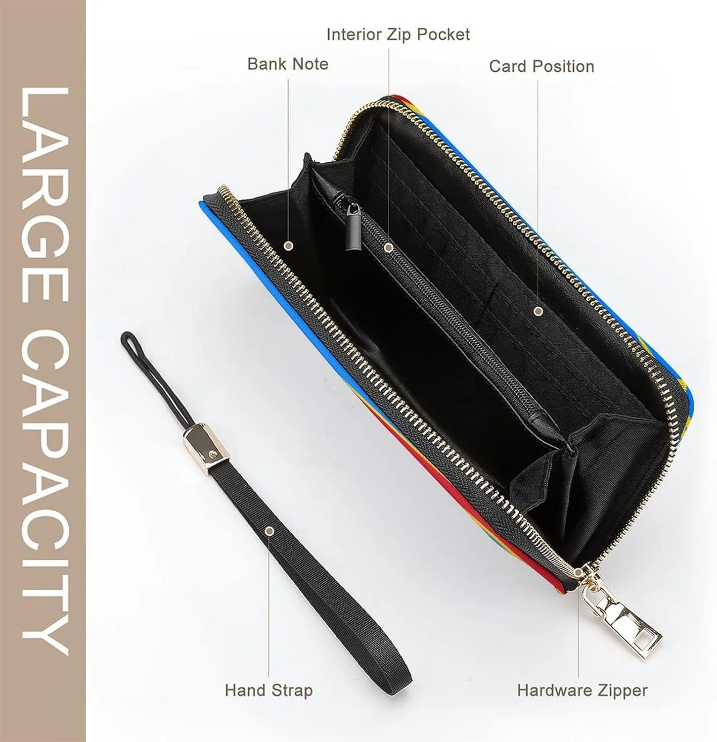 Congo Flag Wallet Long Zipper Purse with Removable Wristlet Women Men Stylish Travel Clutch
