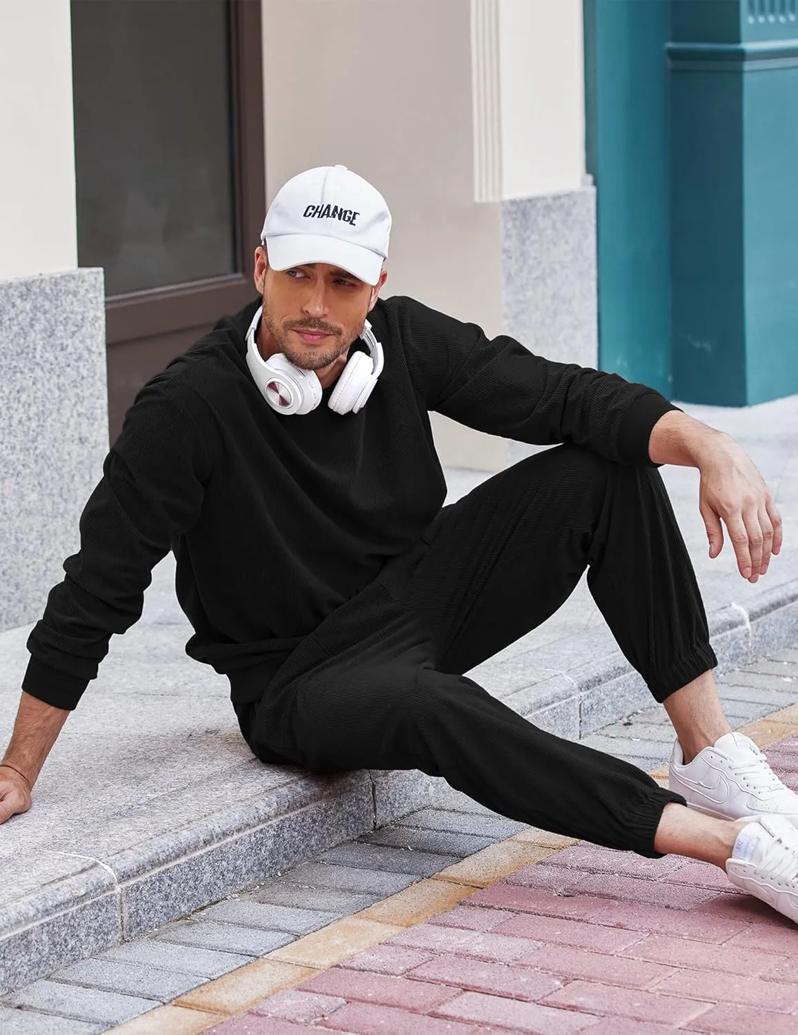 COOFANDY Men's Tracksuit 2 Piece Sweatsuit Set Long Sleeve Pullover Athletic Suit For Sports Casual Fitness Jogging
