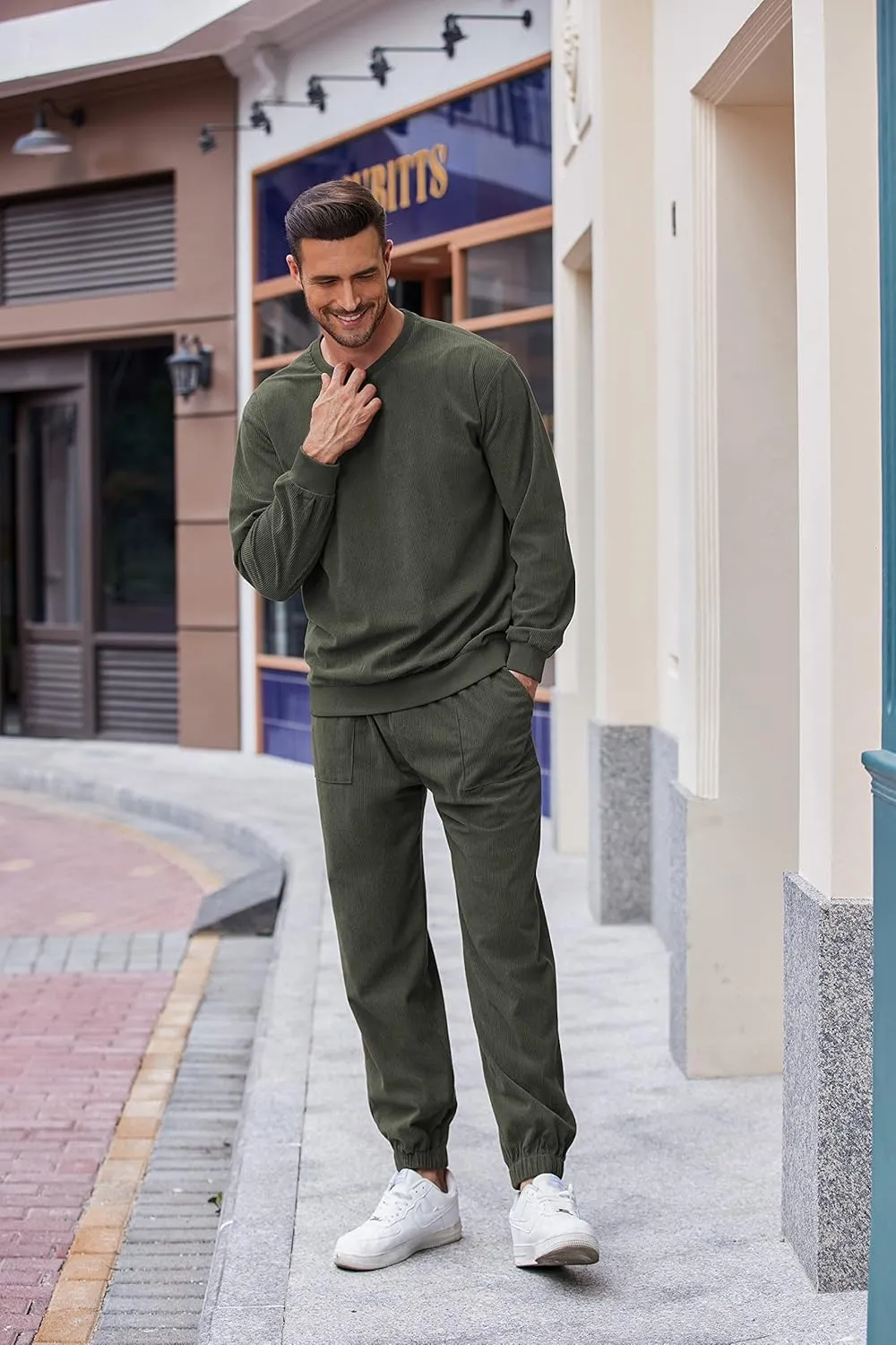 COOFANDY Men's Tracksuit 2 Piece Sweatsuit Set Long Sleeve Pullover Athletic Suit For Sports Casual Fitness Jogging