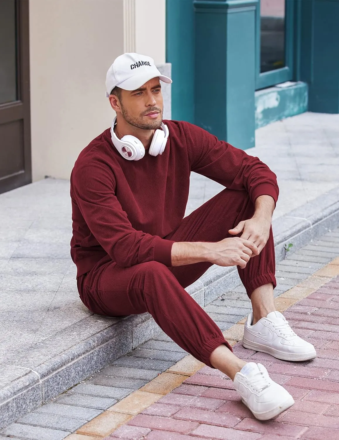 COOFANDY Men's Tracksuit 2 Piece Sweatsuit Set Long Sleeve Pullover Athletic Suit For Sports Casual Fitness Jogging