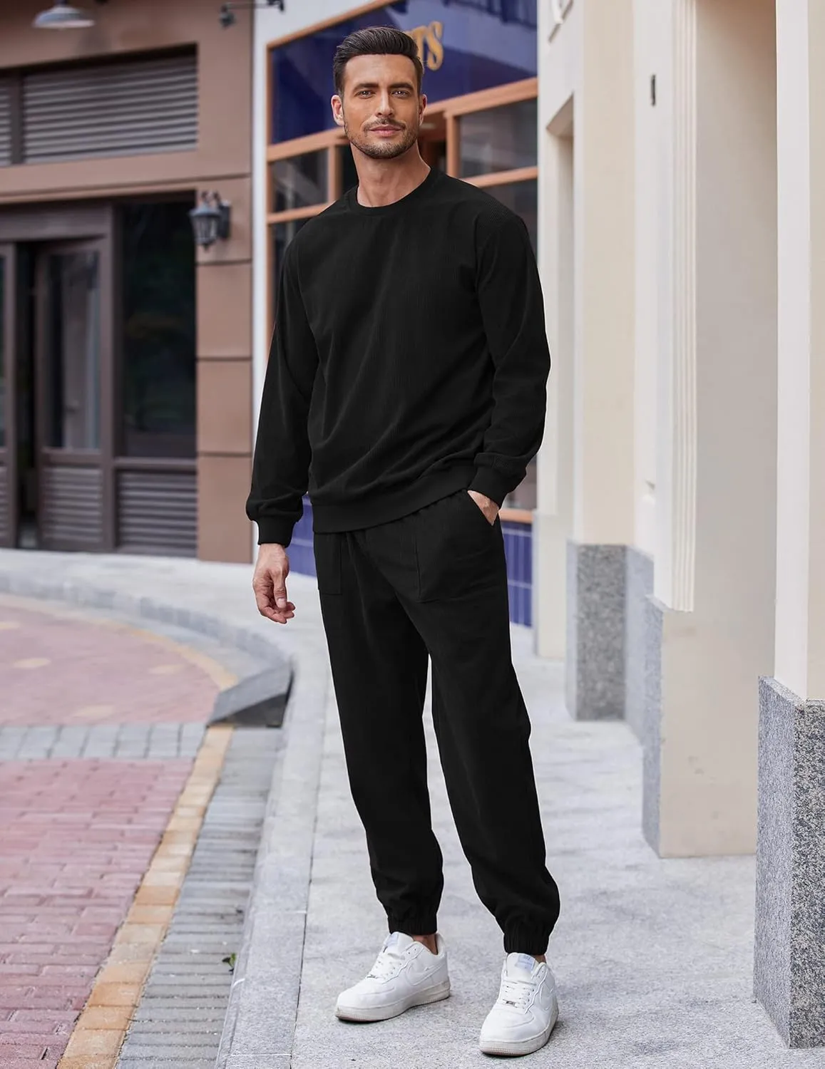 COOFANDY Men's Tracksuit 2 Piece Sweatsuit Set Long Sleeve Pullover Athletic Suit For Sports Casual Fitness Jogging