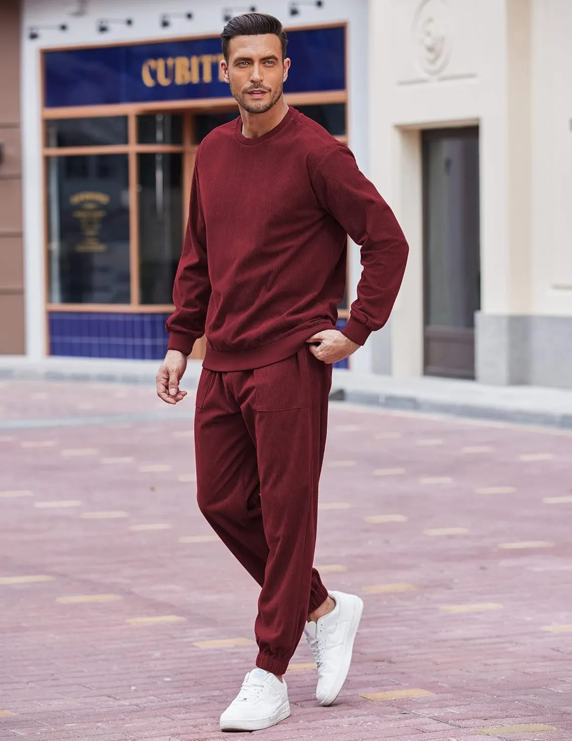 COOFANDY Men's Tracksuit 2 Piece Sweatsuit Set Long Sleeve Pullover Athletic Suit For Sports Casual Fitness Jogging