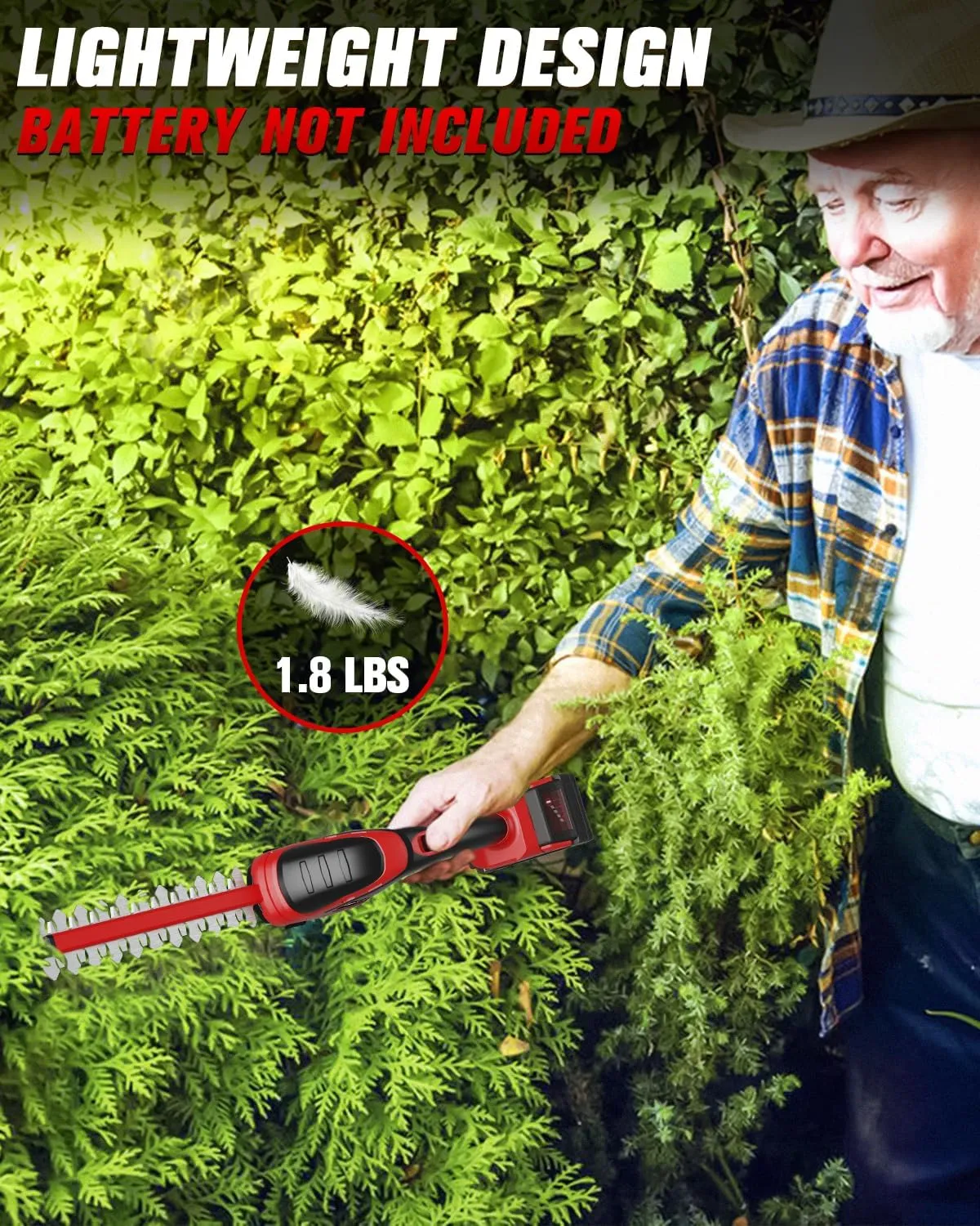Cordless Hedge Trimmer Compatible with Milwaukee M18 Battery (Battery not Included), Electric Hedge Trimmer Cordless Grass Trimmers, Bush Trimmers Grass Shears Handheld for Yard,Garden