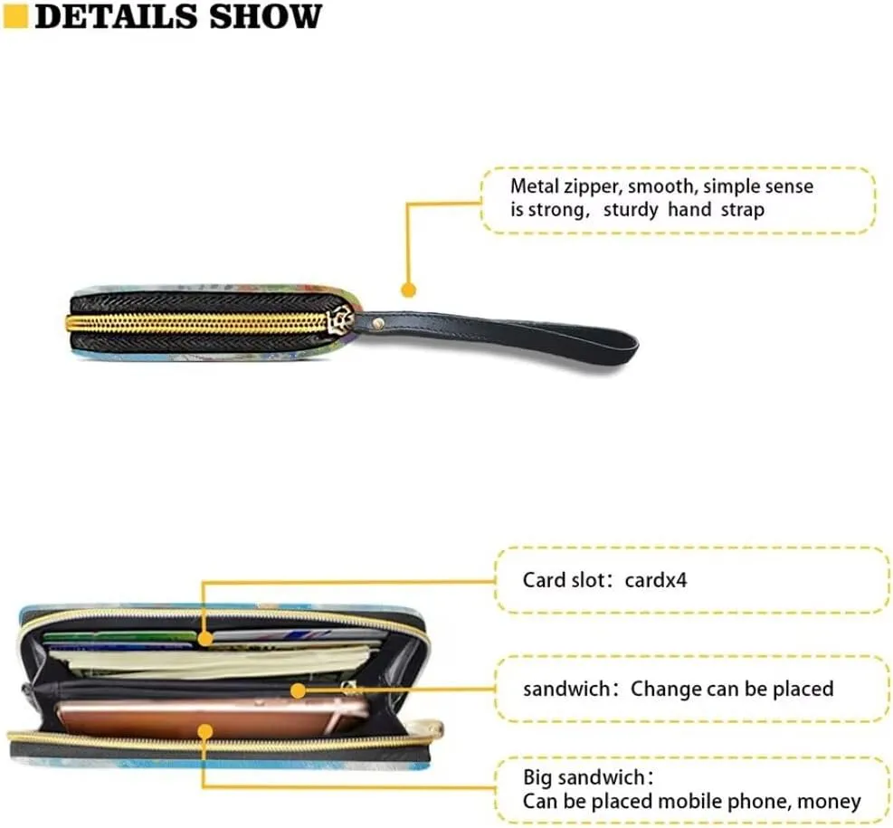 Corgi Wallets for Women PU Leather Cell Phone Case Bag Long Credit Card Holder Coin Purse Large Capacity Zip Clutch Handbag Wallet for Girls