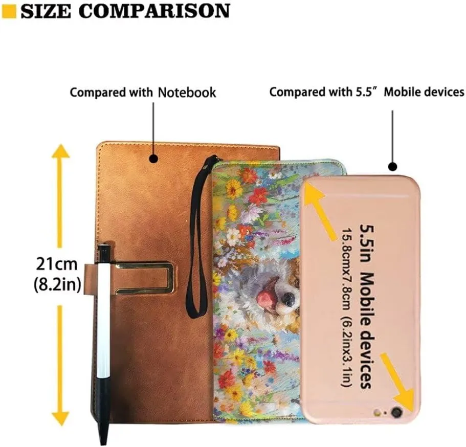 Corgi Wallets for Women PU Leather Cell Phone Case Bag Long Credit Card Holder Coin Purse Large Capacity Zip Clutch Handbag Wallet for Girls