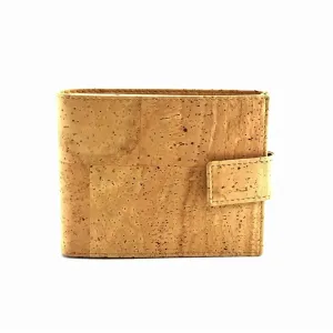 Cork Wallet for Men Vegan Wallet with Clasp in Natural