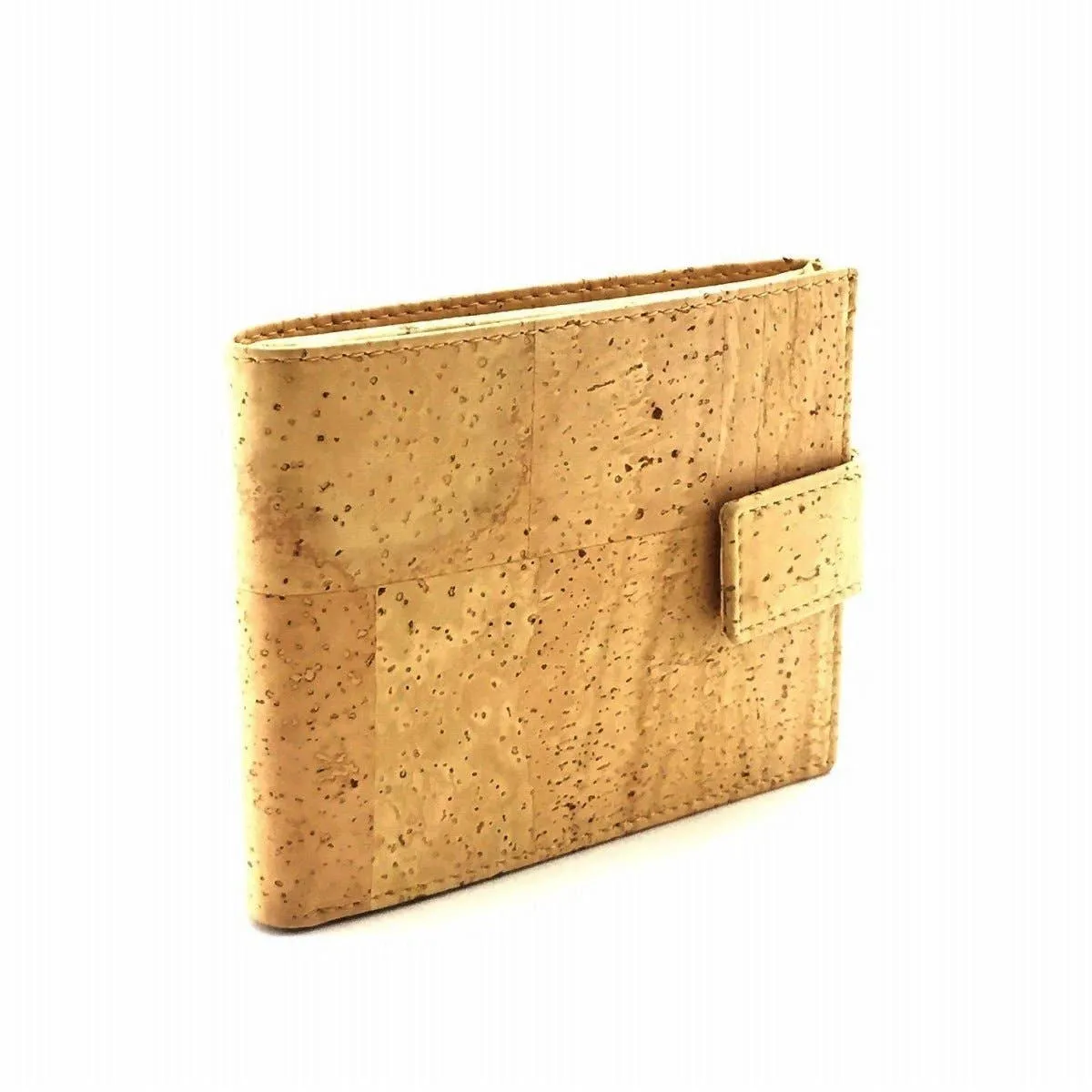 Cork Wallet for Men Vegan Wallet with Clasp in Natural