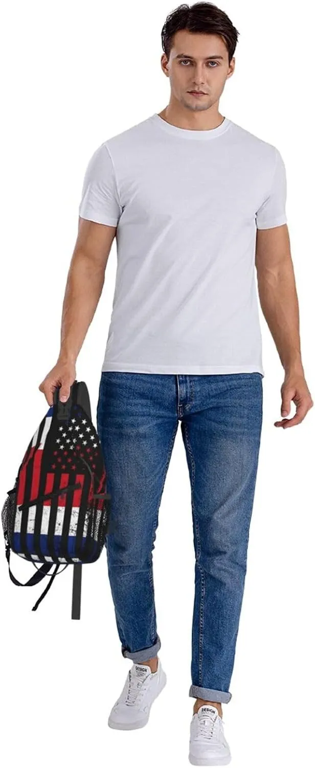 Costa Rican American Flag Costa Rica Roots Crossbody Bag Cross Chest Bag Adjustable Sling Backpack Sports Gym Shoulder Bags Travel Cycling Daypack Diagonally Casual Rucksack