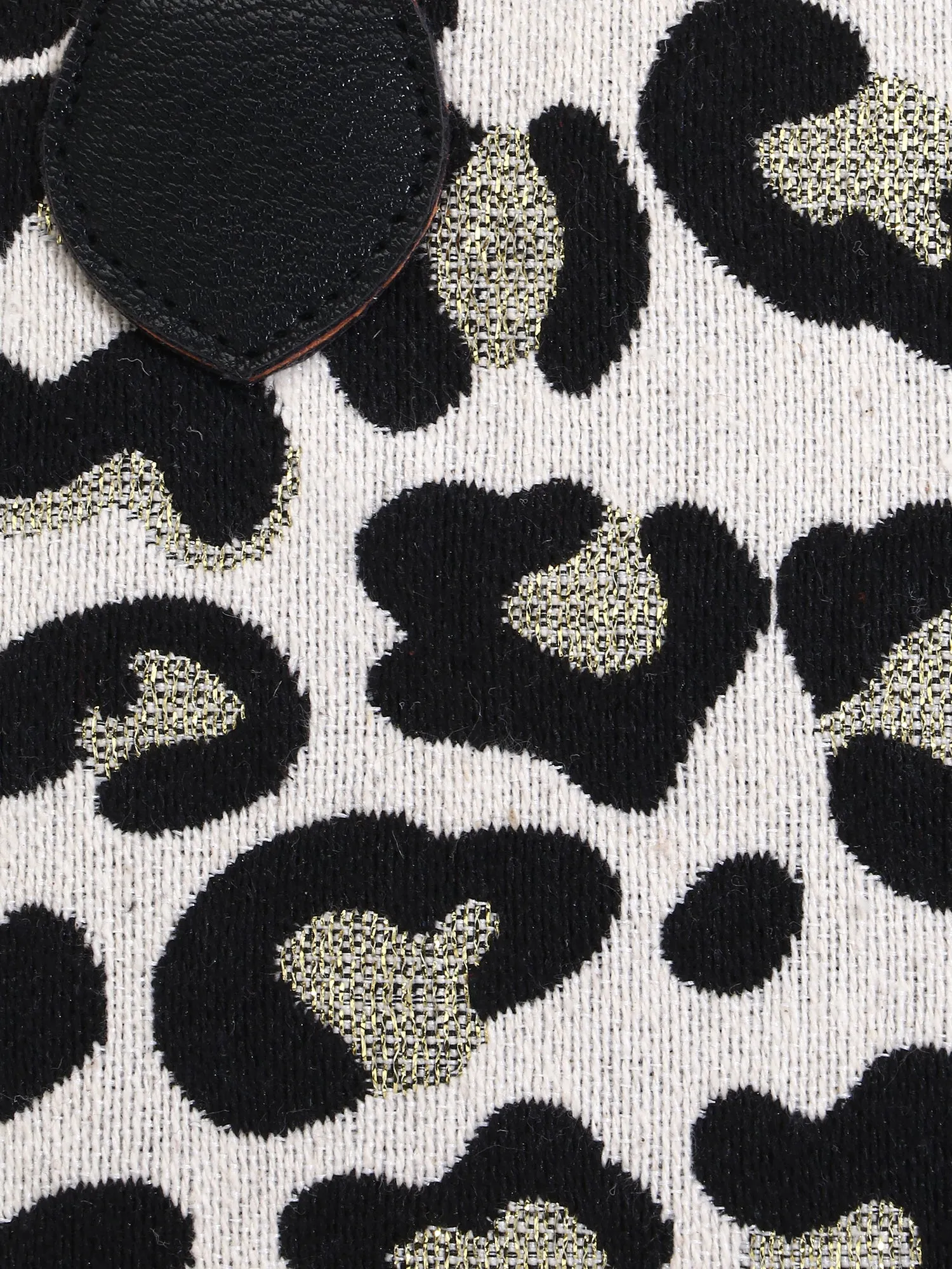 Cotton Jacquard & Leatherette Animal Print Handheld Bag