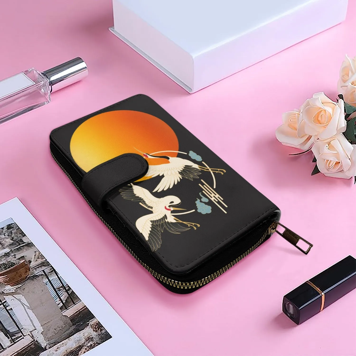 Cranes- Long Leather Wallet