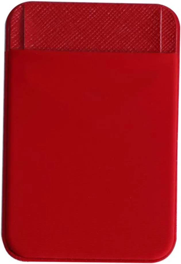 Creative Phone Pouch Self Adhesive PU Leather Wallet Red Cell Phone Back Pocket Holder for Cards and Cash Durable Stick Design with Cover
