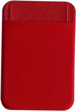 Creative Phone Pouch Self Adhesive PU Leather Wallet Red Cell Phone Back Pocket Holder for Cards and Cash Durable Stick Design with Cover