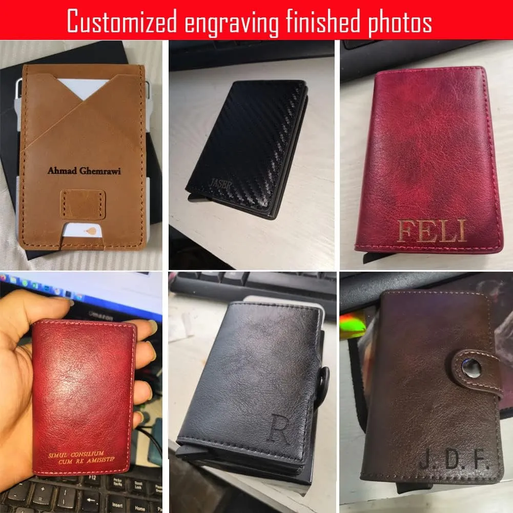 Credit Card Wallet | Best Minimalist Wallet | RFID Blocking Aluminum Card Holder (Custom lettering black)
