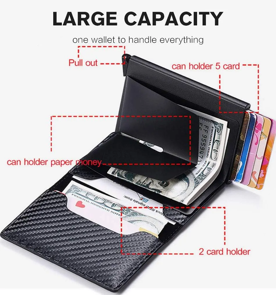 Credit Card Wallet | Best Minimalist Wallet | RFID Blocking Aluminum Card Holder (Custom lettering black)