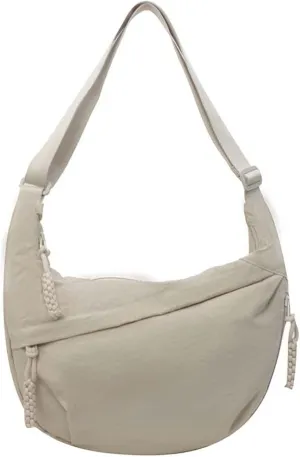 Crescent Crossbody Bag for Women Nylon Dumpling Bag Multi-Pocket Sling Bag Roomy Hobo Bag Moon Shoulder Bag