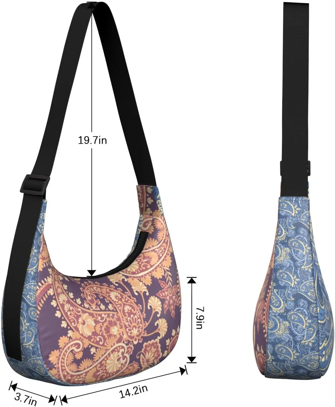 Crescent Shoulder Bag Clutch HandBag with Zipper Closure for Women Underarm Purse with Adjustable Strap Zipper Closure