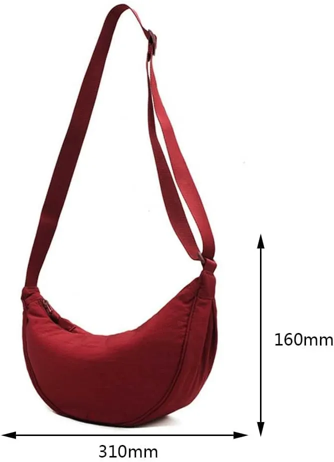 Crescent Women's Nylon Crossbody Hobo Sling Bag - Lightweight, Small Shoulder Purse