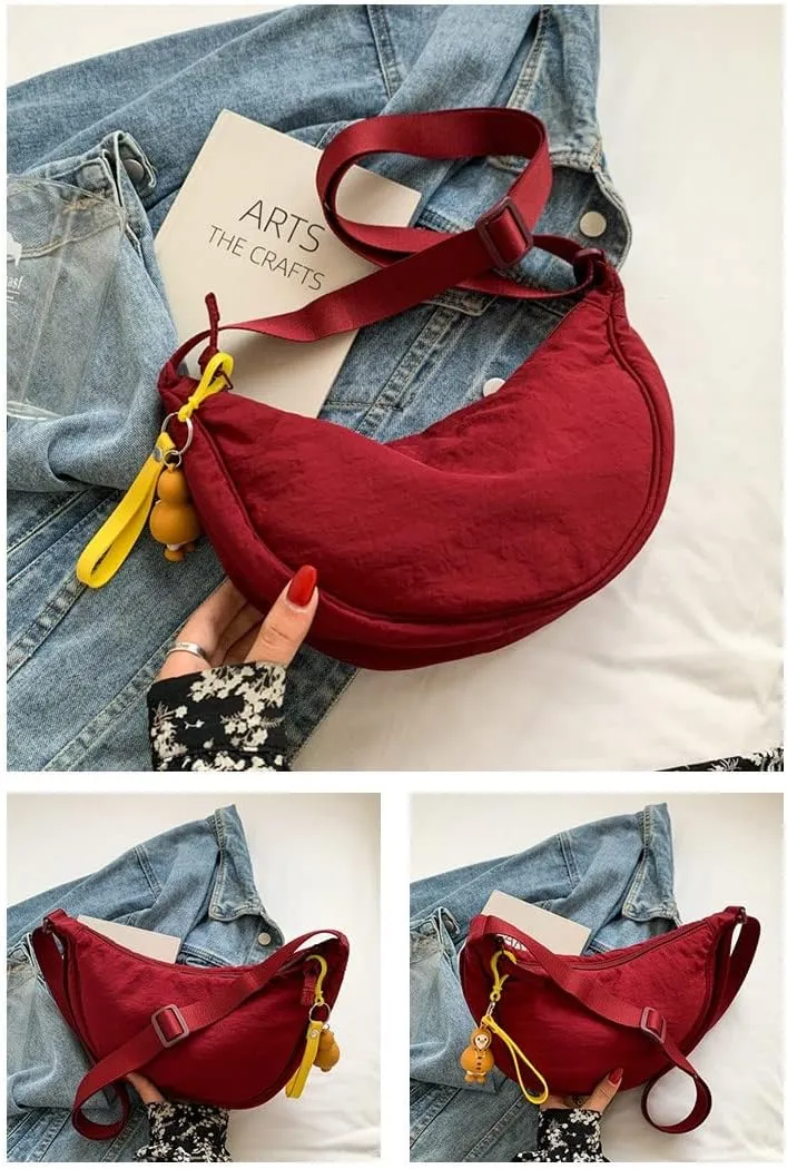 Crescent Women's Nylon Crossbody Hobo Sling Bag - Lightweight, Small Shoulder Purse