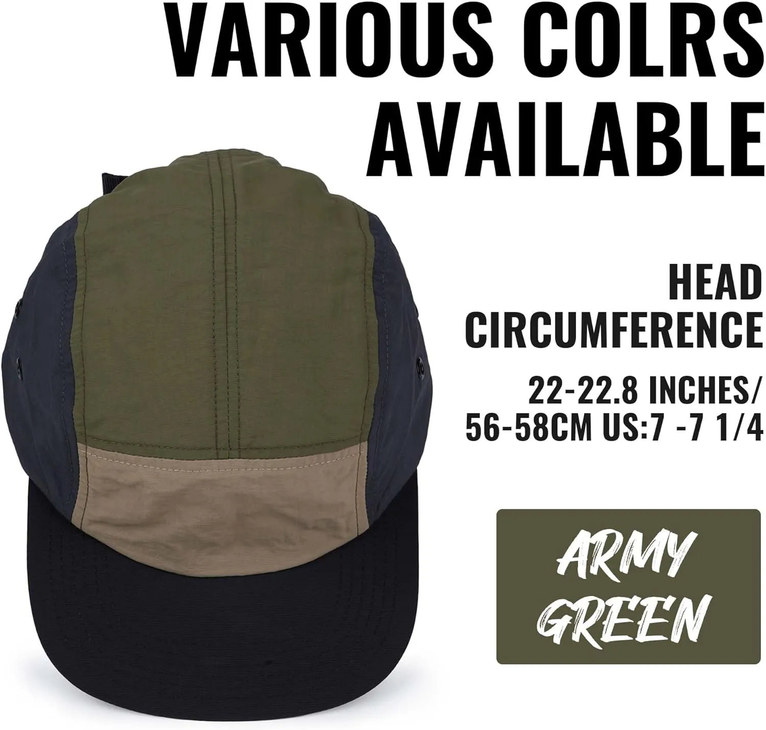 Croogo Men's 5 Panel Multi Color Baseball Cap UPF 50  Outdoor Trucker Hats Nylon Lightweight Golf Sports Cap Visor Hiphop Cap