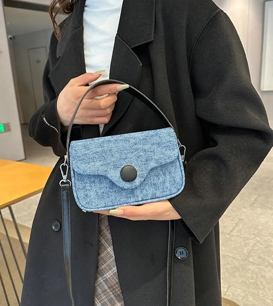 Crossbody Tote Bag for Women Cute Small Canvas Shoulder Bag Trendy Y2k Hobo Handbag Purse