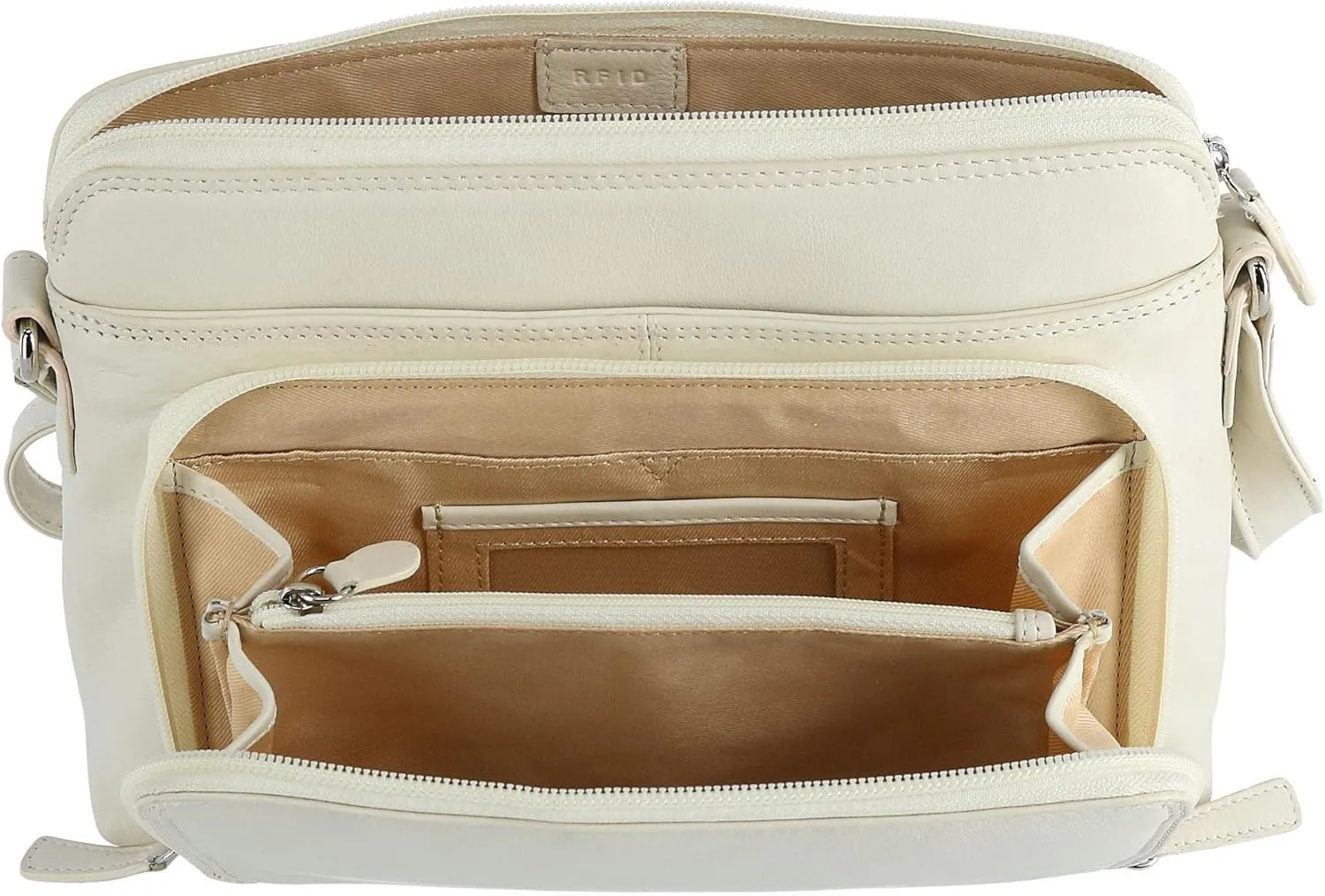 CTM® Women's Leather Shoulder Bag Purse with Side Organizer