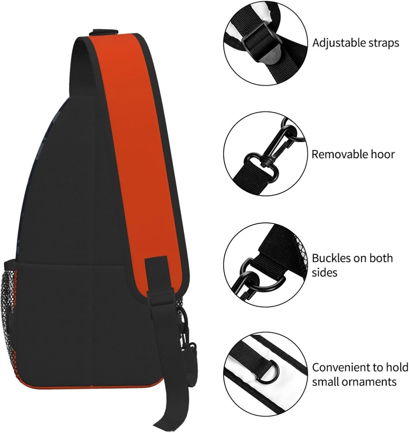Custom Football Sling Bag Chicago Style Crossbody Bags Personalized Name And Number Shoulder Backpack Lightweight Chest Pack for Sports/Travel/Gifts