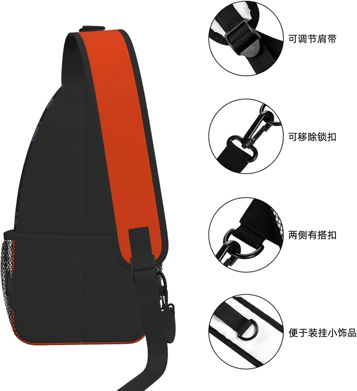 Custom Football Sling Bag Chicago Style Crossbody Bags Personalized Name And Number Shoulder Backpack Lightweight Chest Pack for Sports/Travel/Gifts