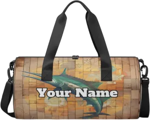 Custom Gym Bag for Women Men with Name, Personalized Ocean Animal Duffel Bag for Sports, Waterproof Dance Bag, Lightweight Carryon Gym Bag, Swordfish